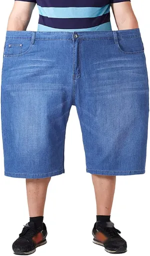 XYGJZ Jean Shorts for Men Strech Big and Tall Relaxed Loose Fit Straight Leg Baggy Denim Shorts Big Size 30-56