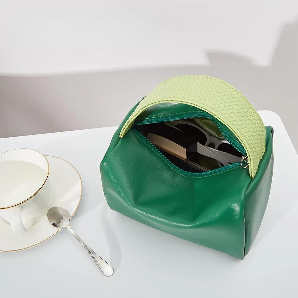 Y2K Aesthetic Makeup Bag Small Preppy Stuff Cosmetic Bag for Women Travel Makeup Bag Toiletry Bag (Green), Yellow