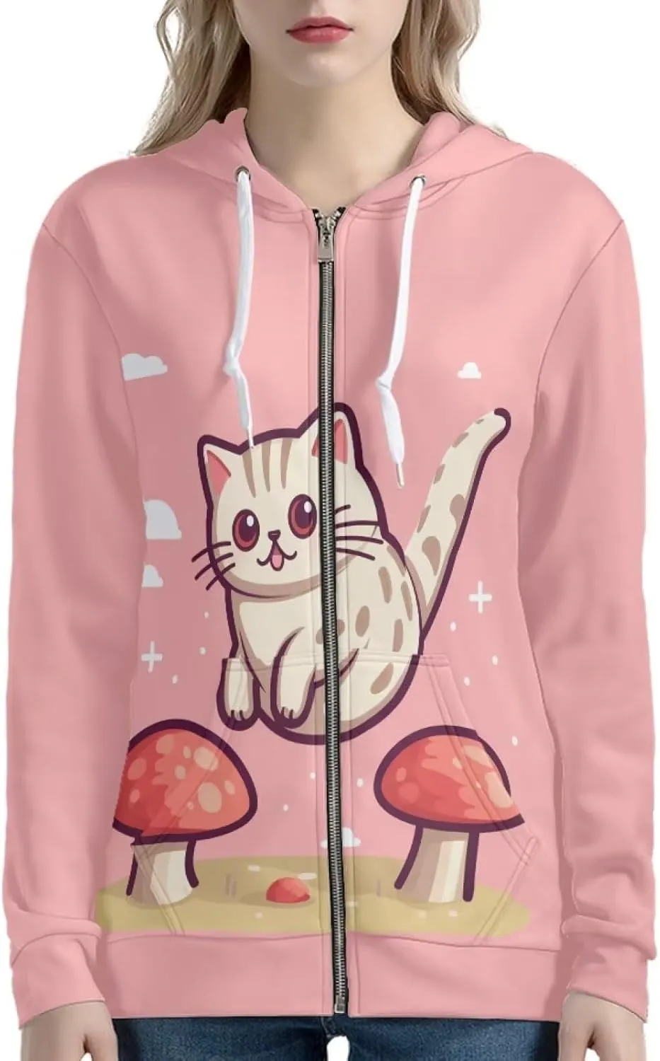 Zip Up Hoodie Y2K Women Oversized Hoodies Fall Tops Womens Jackets Full Zip Hooded Sweatshirt